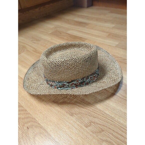 Country Gentleman Straw Hat Fedora Medium Ribbon Made USA - Picture 2 of 7